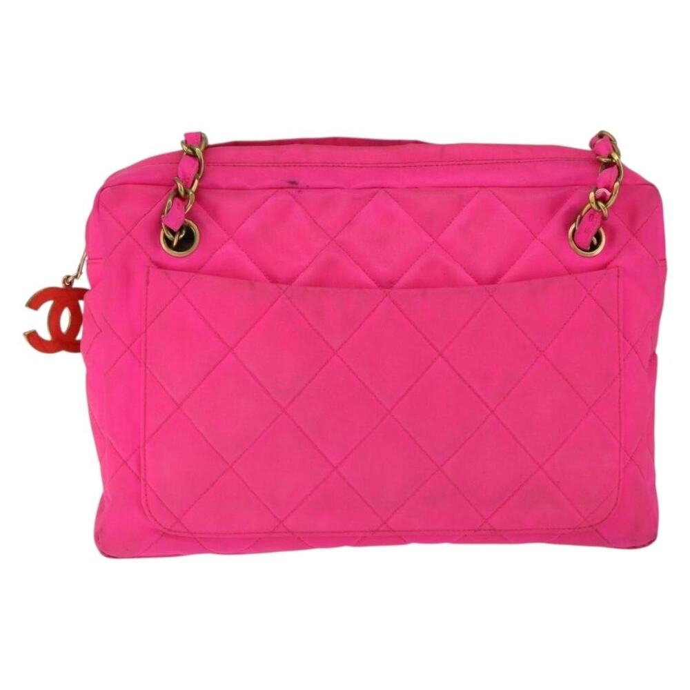 Chanel Matelasse Nylon Chain Shoulder Bag Pink
